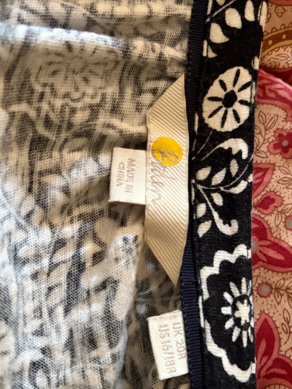 Boden Easy Yoke Mini Jersery In Black Pearl Blossom Floral Dress Size 16 - Picture 8 of 8